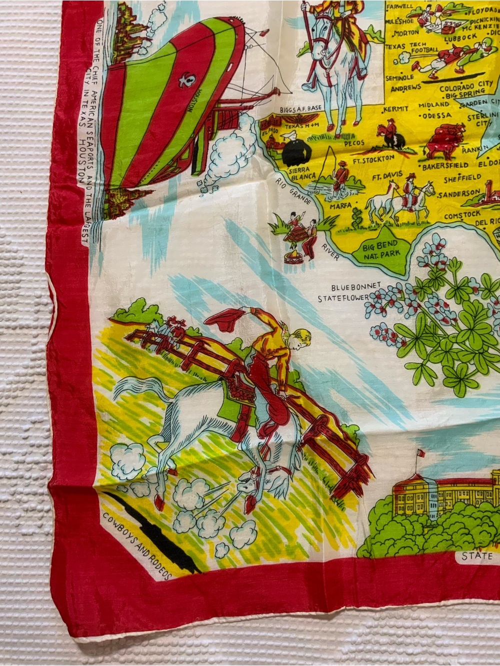 Vintage Texas scarf 1950’s beautiful detail All major tourist sights. - Picture 4 of 15